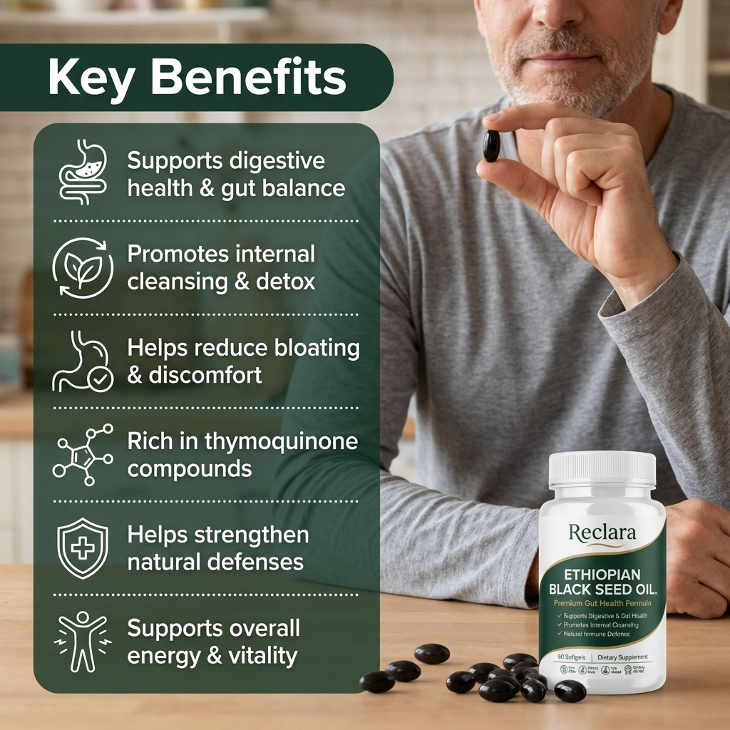 Reclara Ethiopian Black Seed Oil - 60 Softgels