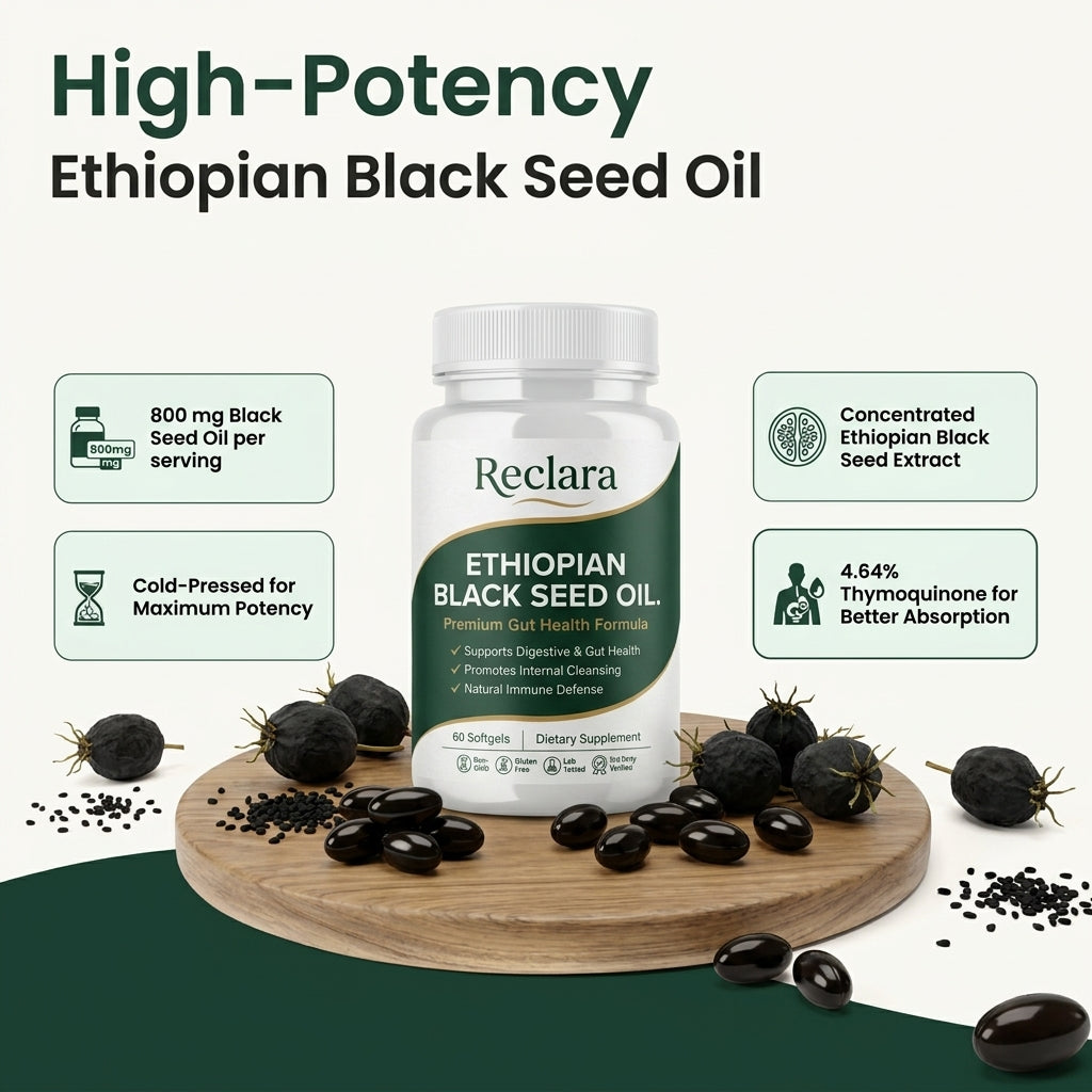 Reclara Ethiopian Black Seed Oil - 60 Softgels